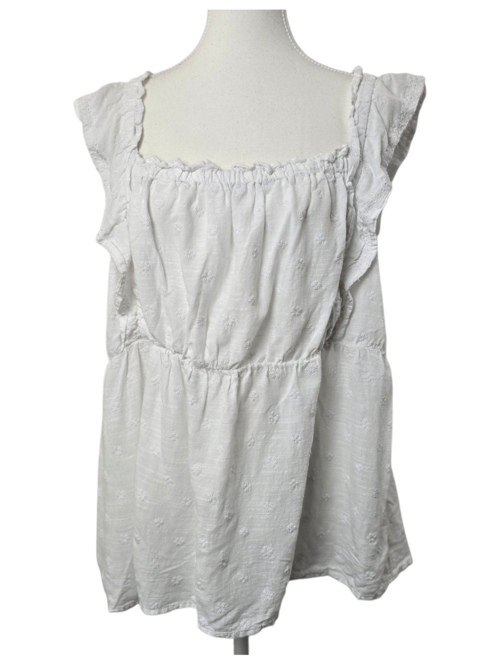 Old Navy White Ruffle-Sleeve Tank Top XL